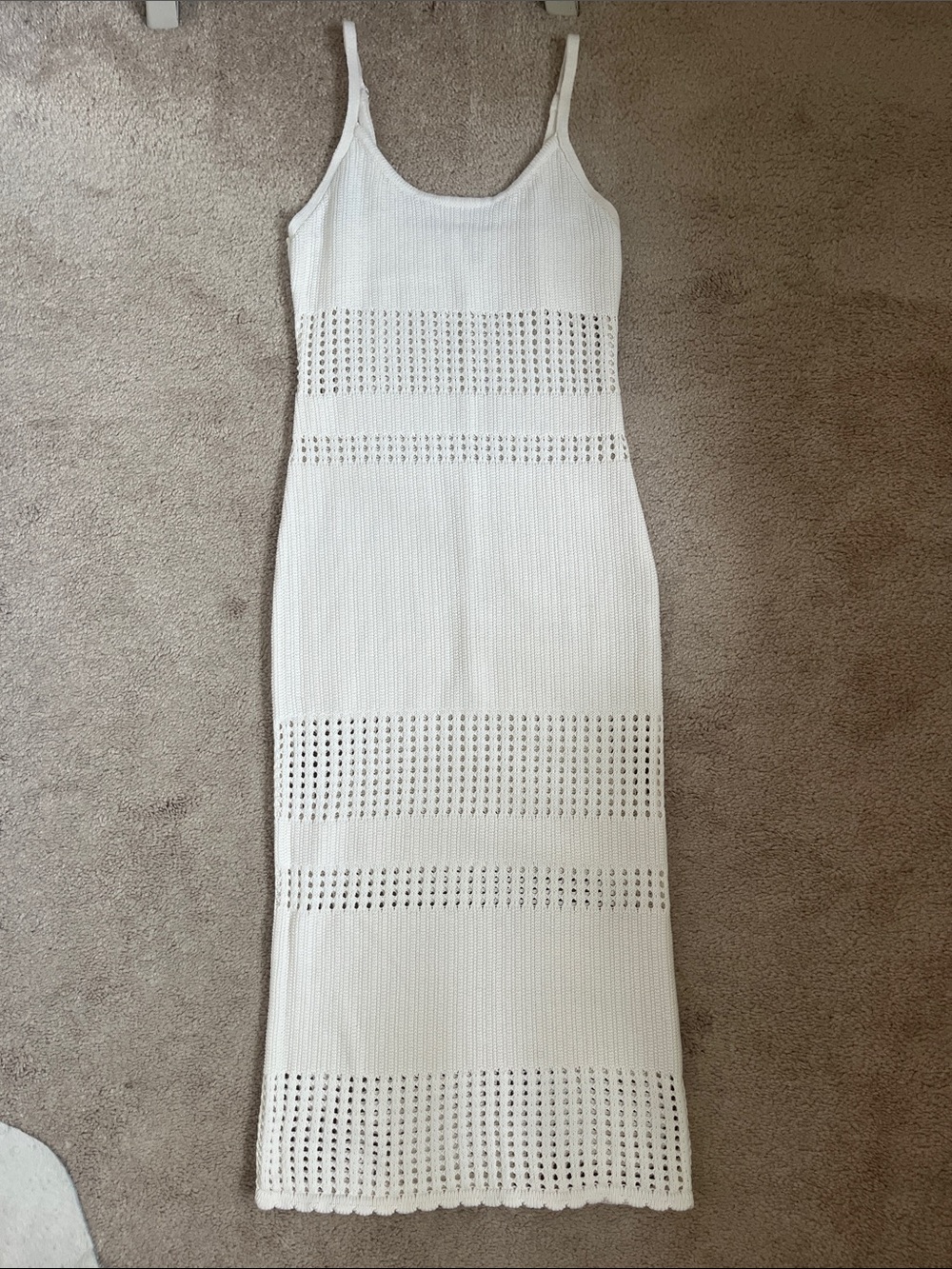 White Crochet Knit Midi Dress Swim Coverup size XS/S - Picture 3 of 6